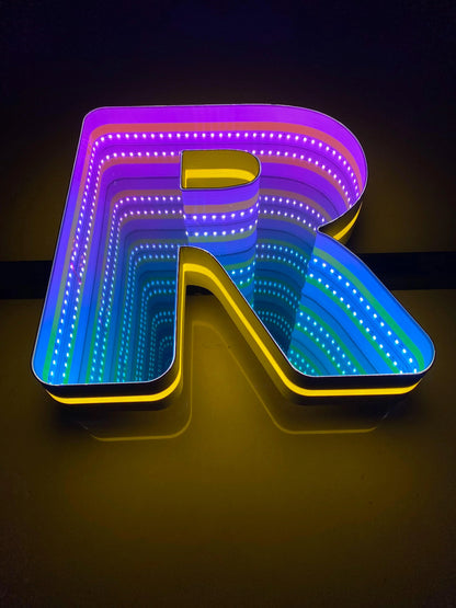 Stocked Infinity Mirror 3D Letters, Uppercase  letters, Perfect for Restaurant, Market, Bar, Hotel Decor