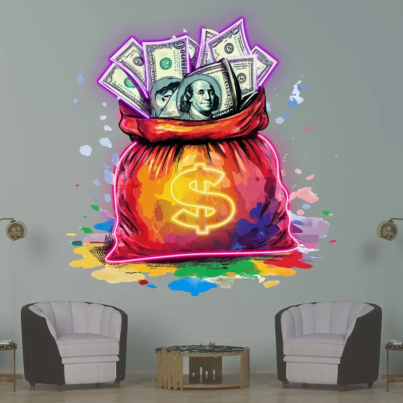 Bag Full Of Money Neon Sign, Creative Wall Hanging Neon Light, Wall Art Decor Light