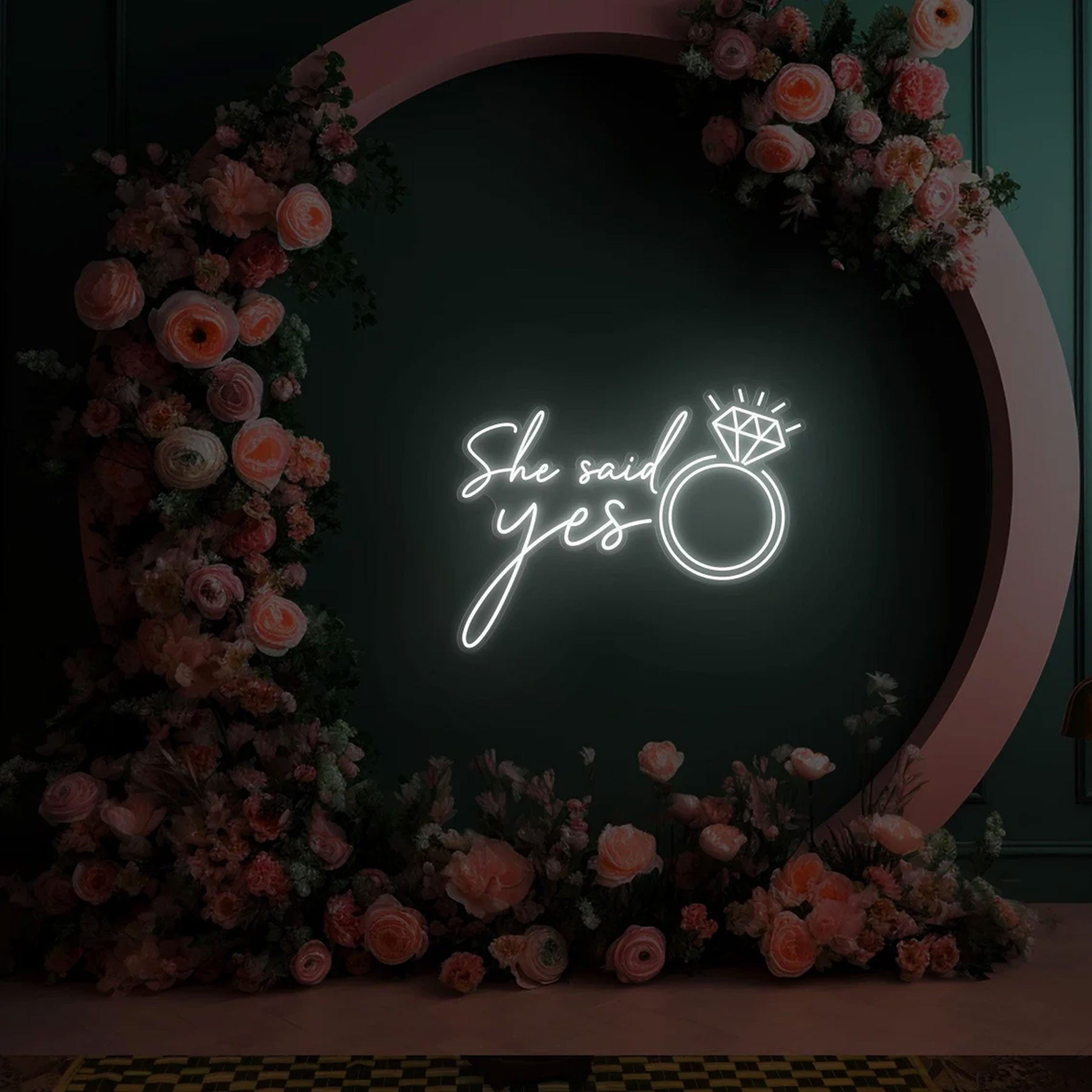 She Said Yes Neon Ring Sign, Custom Wedding Neon Sign LED Marriage Proposal Wall Decor Engagement Party Welcome Signage, Gift For Her