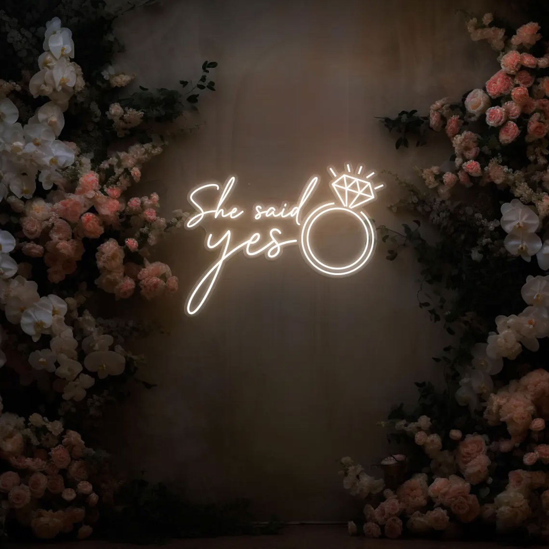 She Said Yes Neon Ring Sign, Custom Wedding Neon Sign LED Marriage Proposal Wall Decor Engagement Party Welcome Signage, Gift For Her