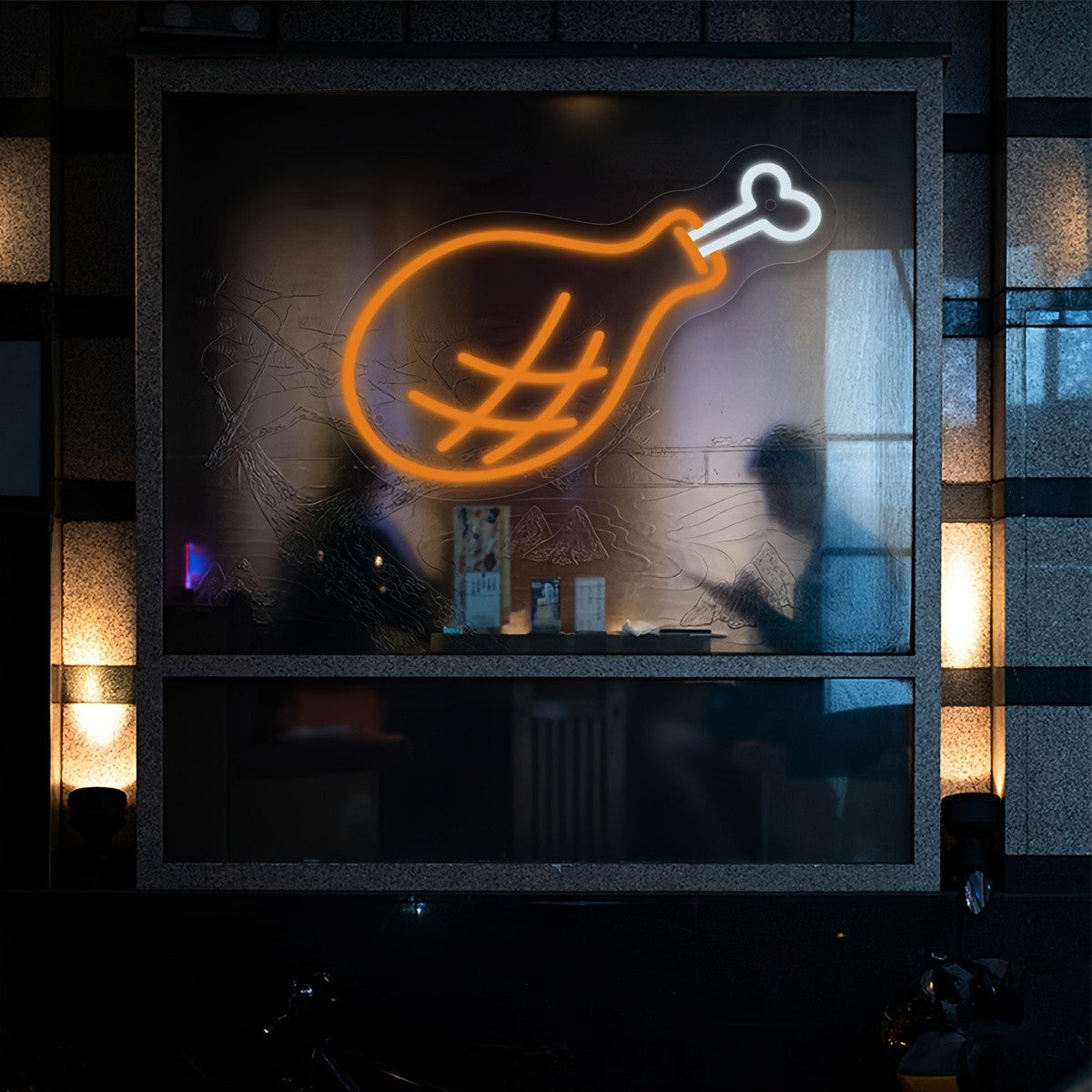 Chicken Leg Neon Sign LED Light – Food Icon Neon Wall Decor for Restaurant, BBQ Shop, Fried Chicken Store, Cafe, Takeaway Window Display, Cute Meat LED Sign for Kitchen or Bar