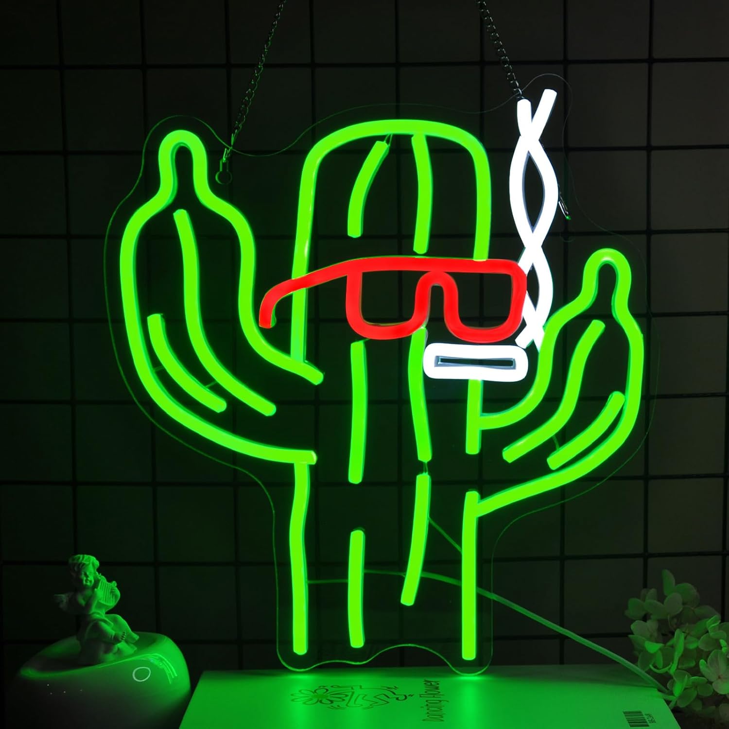 Cactus Neon Light Sign for Wall Decor – Battery Powered LED Green Neon Sign for Bedroom, Living Room, Bar, Party, Kids Room – Aesthetic Decorative Night Light
