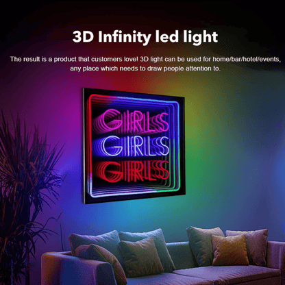 "Girls Girls Girls" Neon LED Infinity