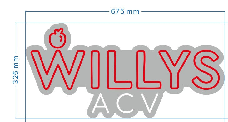 2 sets Willys ACV neon sign, red+white color