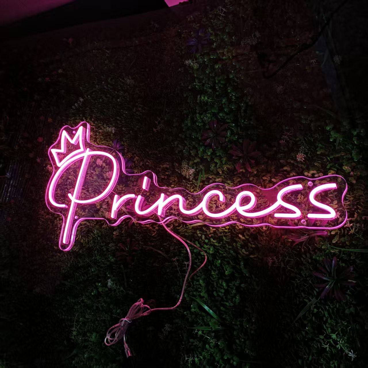 Pink Princess Neon Sign with Crown, LED Neon Sign for Home Art, Woman Cave Neon Lights, Recreation Room Wall Decor