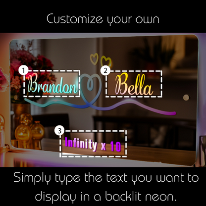 Personalized Melting Heart Name Mirror Light neon sign