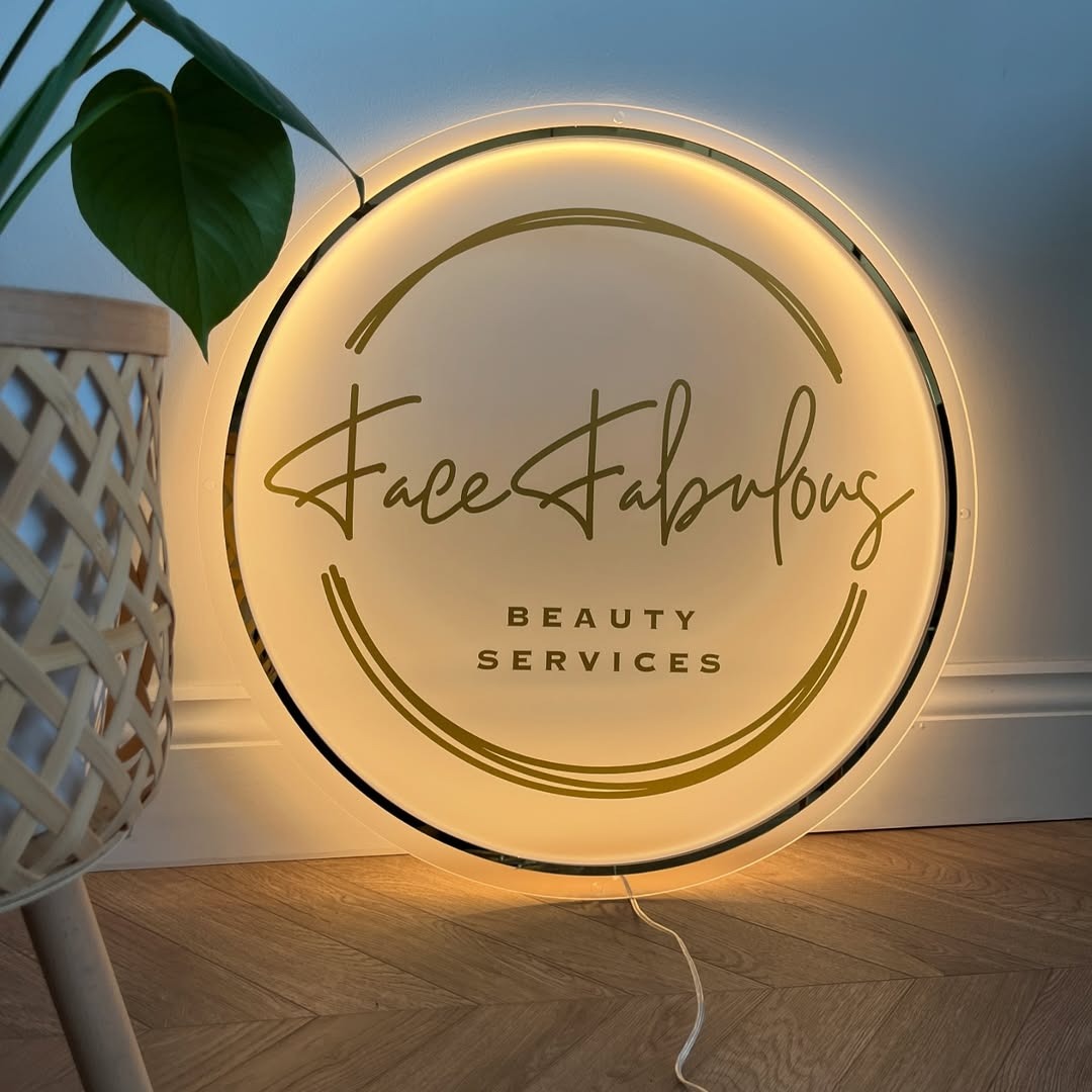Custom LED Backlit Acrylic Sign - Business Logo Design for Salons, Shops & Business Branding